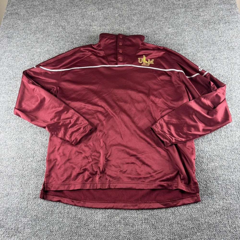 ULM Sweatshirt Mens Large Red NCAA College Adidas Quarter‎ Snap Pullover